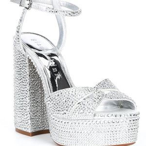 Gianni Bini Open Toe Embellished Glitter Platform Dress Sandals